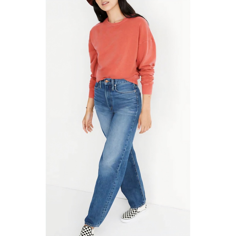 Madewell Rivet & Thread Cropped Sweatshirt Crewneck Pullover Faded Clay Medium